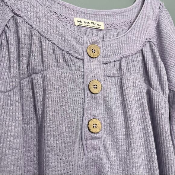 We The Free Must Have Henley Thermal Top Waffle Knit Purple Women's Size Small - Picture 4 of 8